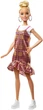 Лялька Барбі Модниця Barbie Fashionistas Doll with Blonde Updo Hair Wearing Pink & Golden Shimmery Plaid Dress 142 (GHW56) - зображення 1