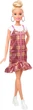 Лялька Барбі Модниця Barbie Fashionistas Doll with Blonde Updo Hair Wearing Pink & Golden Shimmery Plaid Dress 142 (GHW56) - зображення 2