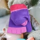 Перчатки детские шерстяные 7-10 лет без пальцев с накидным клапаном осень-зима фиолетовый - изображение 4