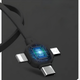 Універсальний зарядний кабель рулетка 3в1 100W: USB, Type-C, Lightning, MicroUSB - компактний, чорний - зображення 2