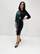 Женское платье миди с экокожей Fashion 50/52 черный с темно-зеленым - изображение 1