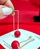 Серьги удлиненные Красные бусинки jeweston Золотистого цвета - изображение 7