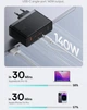 Зарядное устройство BASEUS GaN5 Pro 160W Black (2 Type-C + 1 USB) с кабелем в комплекте (CCGAN160CE) - изображение 4