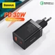 Сетевое зарядное устройство Baseus Super Si Pro Quick Charger Type-C+USB 30W Black - изображение 1
