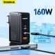 Мережевий зарядний пристрій BASEUS GaN5 Pro 160W (2 Type-C + 1 USB) з кабелем - зображення 1