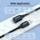 USB кабель подовжувач USB на USB Vention Extension Cable charging data (0.5m, 5 Gbit/s, USB 3.0, 2A). Black - зображення 2