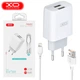 Практичное сетевое зарядное устройство XO L57 Lightning 2USB Белое - изображение 1
