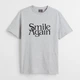 Футболка хлопковая длинная мужская H&M 1036336_смаил S Серая (KZ2000001455807) - изображение 1