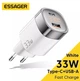 Зарядное устройство Essager сетевое 33W GaN III PD USB-C+USB-A с дисплеем White (YM1559) - изображение 2