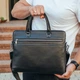 Кожаная мужская черная сумка Tiding Bag для документов и ноутбука с двумя основными отделениями - изображение 2