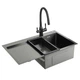 Кухонна мийка GAPPO GS7850-6L 780x500 мм, поверхня PVD чорна з кошиком і крилом, ліва - зображення 3