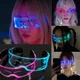 Светодиодные очки прямоугольной формы с цветной подсветкой для ярких вечеринок, фото, видео, Прозрачный - изображение 4