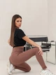 Леггинсы в рубчик женские ISSA PLUS 14305 S Коричневые (issa2007682525492) - изображение 3