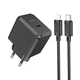 Зарядне мережеве Hoco CS13A Ocean PD20W швидка зарядка + кабель Type-C to Lightning для телефону/смартфону iOS пристроїв iPhone 6/7/8/X/Xs/11/12/13/14 Pro Max Чорний - зображення 1
