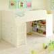 Двох'ярусне ліжко-горище з полицями і комодом Baby House Little Room білий (В114:Ш195 :Г111см) K-00013 - зображення 1