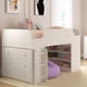Двох'ярусне ліжко-горище з полицями і комодом Baby House Little Room білий (В114:Ш195 :Г111см) K-00013 - зображення 3
