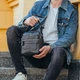 Сумка-барсетка мужская через плечо кожаная черная Tiding Bag BON6165 - изображение 2