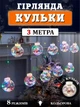 Гирлянда Штора шары с дедом морозом LED USB 10 шаров 3 метра Цветная с наполнением и пультом GS-7547 - изображение 1