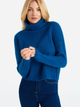 Sweter z golfem damski ciepły Greenpoint SWE6020034W2235M00 L Niebieski (5903245346757) - obraz 3