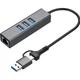 Концентратор USB 3.0 Type-C/Type-A to RJ45 Gigabit Lan, 3*USB 3.0, cable 13 cm Dynamode (DM-AD-GLAN-U3) - зображення 1