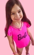 Купальник детский сдельный с надписью Barbie 134-140 розовый - изображение 3
