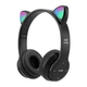 Наушники Bluetooth с ушками и подсветкой Черный Cat Miu Star P47 (SH777537) - изображение 1