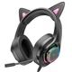 Наушники Hoco игровые проводные подсветка микрофон Cat Ear W107 Elf Black / Pink (W107 Pink) - изображение 1
