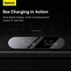 Бездротовий зарядний пристрій Baseus Digital LED Display 2в1 Wireless Charger с технологією Qi 20W (WXSX010101) Black - изображение 11