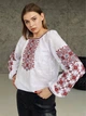 Украинская женская вышиванка белая "Маринея" вышитая блуза с красно-черным геометрическим орнаментом 12530-44 (M) - изображение 1