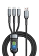Кабель 1,2 м 3в1 Lightning / microUSB / Type-C для швидкої зарядки, 100 Вт, сіро-чорний (76064407) - зображення 1