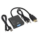 Адаптер Ewell HDMI to VGA, 1080p, с звуком и питанием от USB, черный, 15 см (EW536) - изображение 1