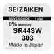 Батарейка часовая серебрянно-цинковая Seizaiken (Seiko) 303 SR44SW, 1.55V, блистер - изображение 1