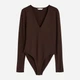 Боди-футболка женская H&M 1089775arl S Коричневая (PS2030000281251) - изображение 2