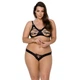 Комплект з екошкіри Passion CELINE BIKINI 4XL/5XL black, відкритий бра, стрінги зі шнурівкою - изображение 1