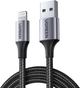 Кабель Ugreen US199 USB 2.0 to Lightning 2.4 А 2 м в обплетенні Black (6957303861583) - зображення 1