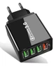 Зарядное устройство в розетку на 4 USB 3.1A с быстрой зарядкой, Чёрный - изображение 1