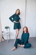 Женский домашний комплект тройка кофта, шорты и брюки Carmen S-M зеленый - изображение 2