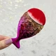 Кисть рыбка для макияжа / удаления пыли (Малиновая с золотом) - изображение 1