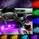 Світлодіодне підсвічування rgb в машину салону під ноги з пультом і мікрофоном автомобільна різнокольорова ргб лед діодна світломузика з мікрофоном в салон від прикурювача 4х12LED x 22см - зображення 9