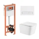 Подвесной унитаз Qtap Crow Ultra Quiet + инсталляция Qtap Nest 4 в 1 (линейная клавиша White) - изображение 1