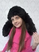 Пушистая шапка с ушками кролика Черный 54-57р (1278) - изображение 2