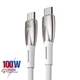 Кабель Baseus Glimmer Series Fast Charging Type-C to Type-C 100W 1m White - зображення 2