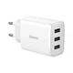 Блок питания Быстрая зарядка Сетевое зарядное устройство Baseus Compact 17W 3 USB White - изображение 1