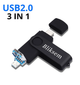 Флешка Bliksem USB 2.0 OTG 64 ГБ металева скоба (3в1) USB + Type-C + USB micro Black - зображення 2