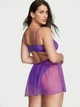 Комплект Victoria's Secret (322181962711) Lace Mesh Cutout Babydoll XS фіолетовий - зображення 2