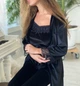 Пижама женская четверка халат майка шорты брюки Tina Collection M черный - изображение 5