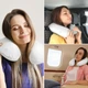 Подушка рогалик для путешествий MEMORY FOAM IDEIA 30х40 см с эффектом памяти, мемори, с наволочкой на молниий - изображение 3