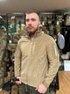 Мужская флисовая демисезонная кофта Safari Tactical на молнии с Softshell вставками Песочный XL Kali AI463 высокий воротник - стойка липучки для шевронов - изображение 2