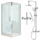 Комплект: Душова кабіна DUSEL A516 100х100 Chrome, скло прозоре+ Душова система зі змішувачем DUSEL LACIO Chrome - зображення 1