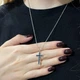 Ланцюжок з хрестиком ювелірна сталь та циркони колір срібло та чорний упакований у коробочку (16005) - зображення 5